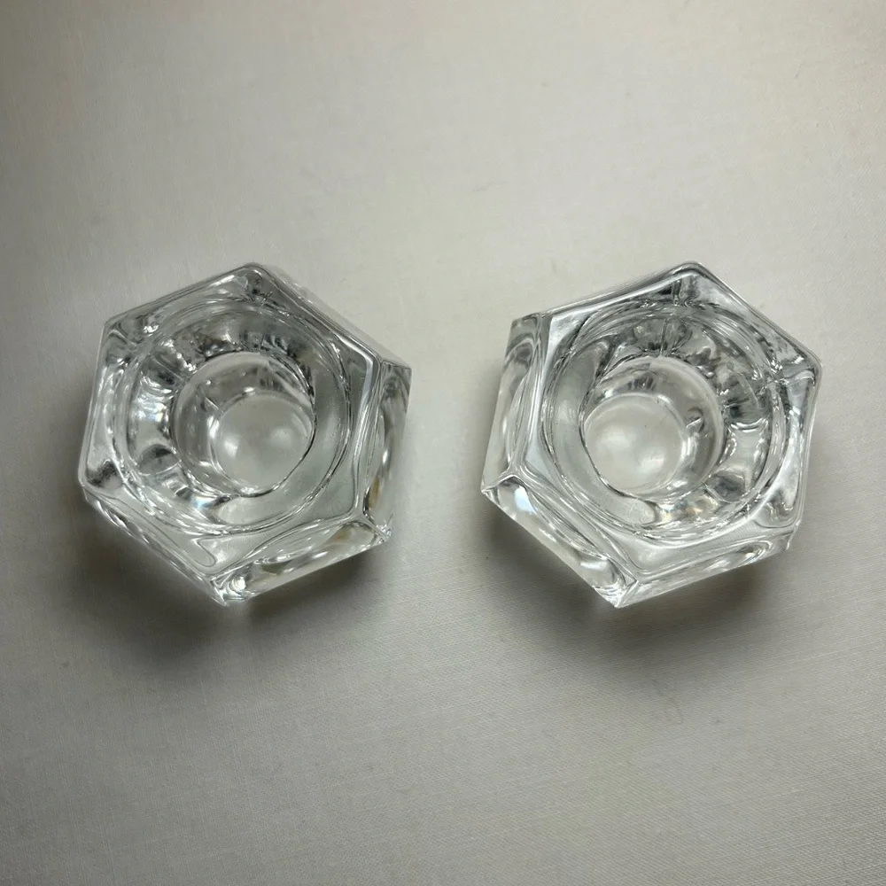Set of 2 Glass Candle Holders